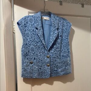 Zara Blue Lace Blazer